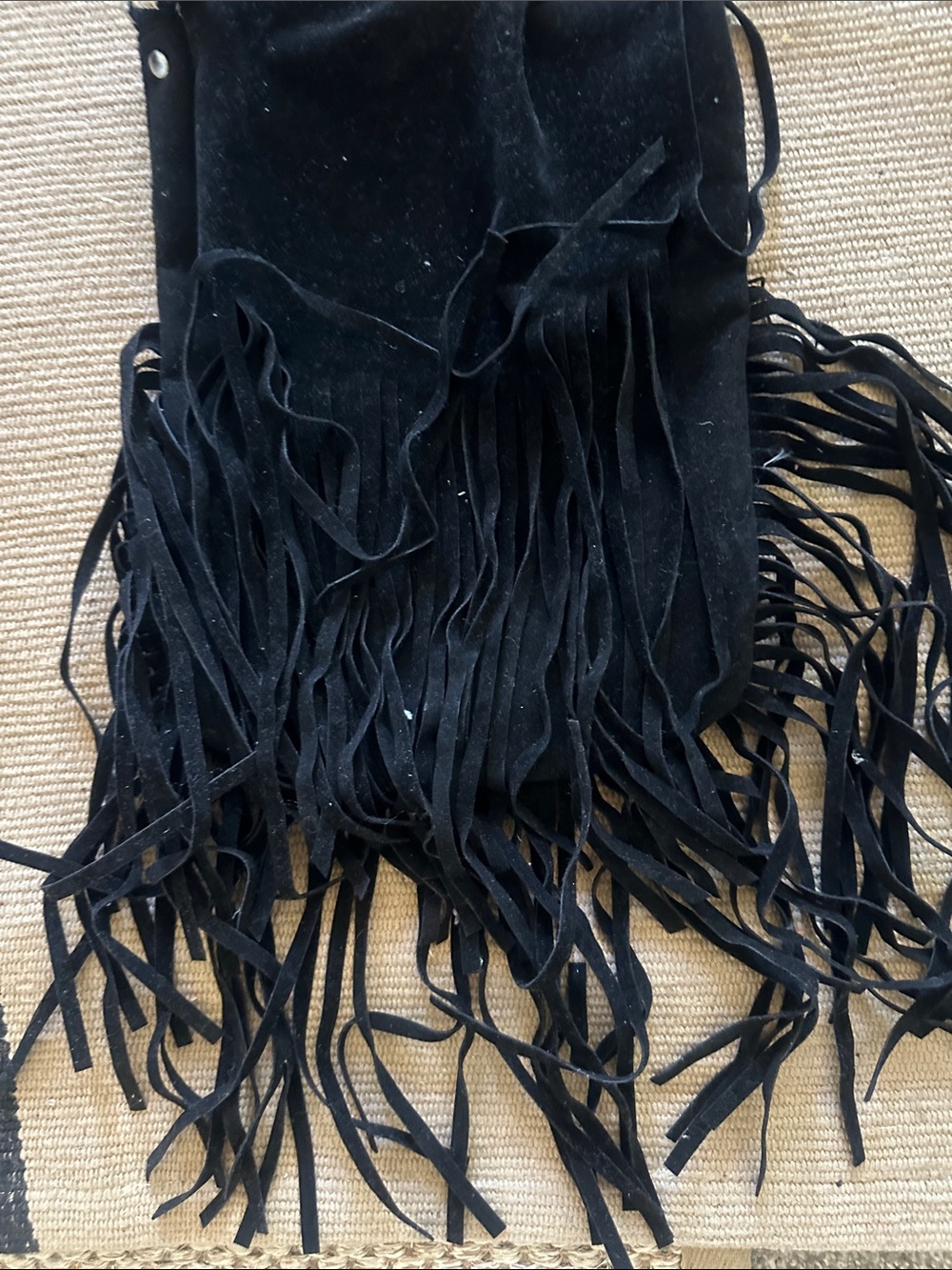 Black Suede Fringe Crossbody Bag - Women Accessories